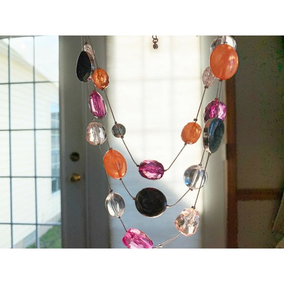 Pair of Pink & Coral Colorful Bead Necklaces (17" & 36") Layering - Picture 6 of 12